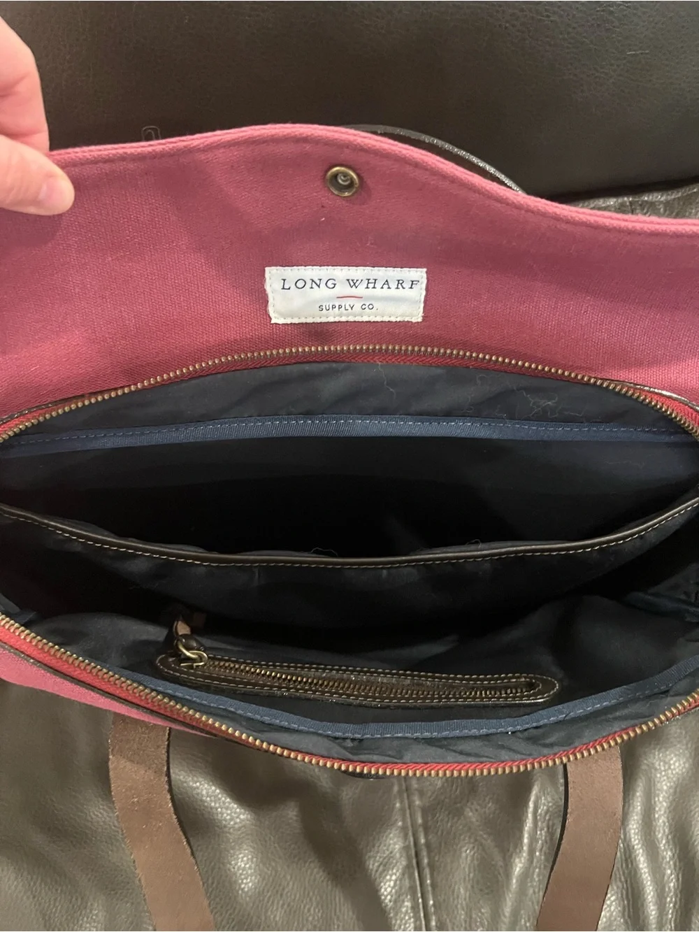 Long Wharf Canvas Tote with Dark Brown Leather Handles